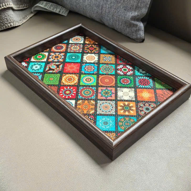 Khay Trà Gỗ Họa Tiết Mosaic Phong Cách Bohemian 30×20cm | Khay Đựng Ly Cốc Cao Cấp | Khay Decor Trang Trí Nhà Cửa -  HÀNG CHÍNH HÃNG MINIIN