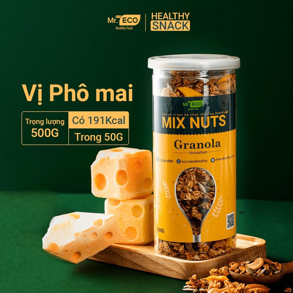 Ngũ Cốc Siêu Hạt 4 Vị Granola Mr Eco Healthy Food 500g, các loại hạt tổng hợp ăn kiêng, giảm cân