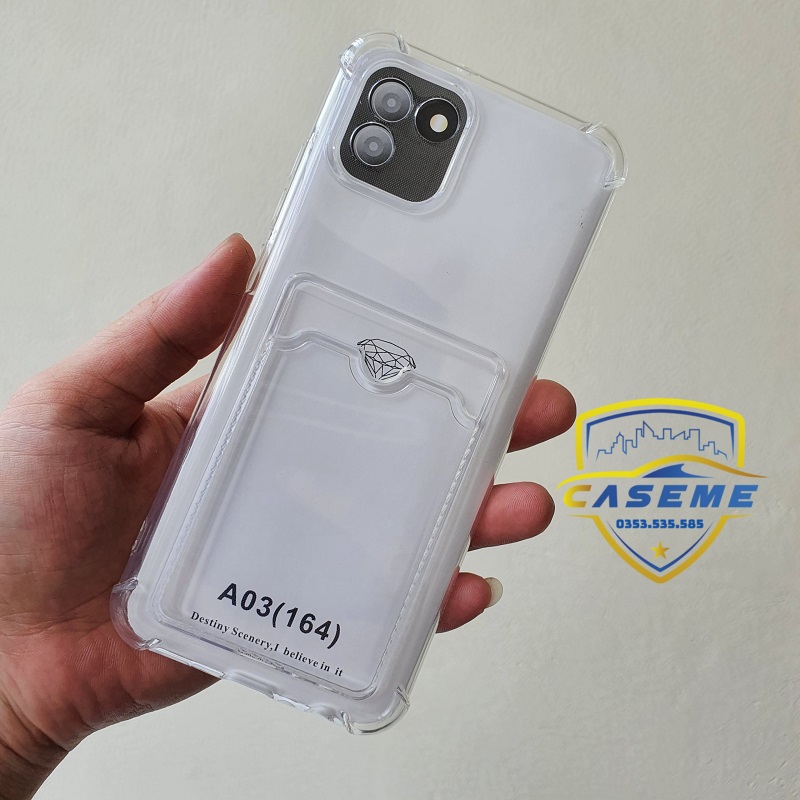 Ốp chống sốc dành cho Samsung Galaxy A03 silicon trong suốt cao cấp kèm ngăn ví đựng thẻ