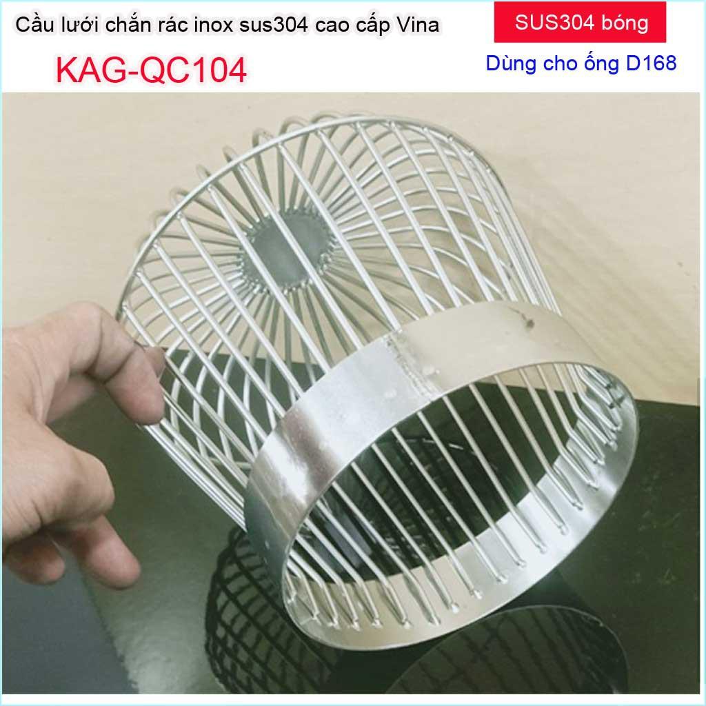 Cầu lưới Inox 304 dày chắn rác sân thượng KAG-QC104, cầu chặn rác thoát nước mưa D168-180 thoát nhanh chống tốt