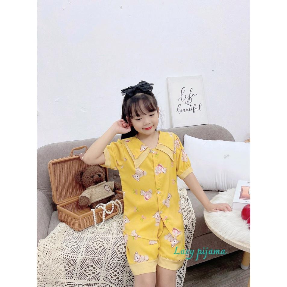 Đồ bộ bé gái, bộ pijama ngắn tay cho bé gái họa tiết đáng yêu size 18-35kg chất lụa mango mềm mát