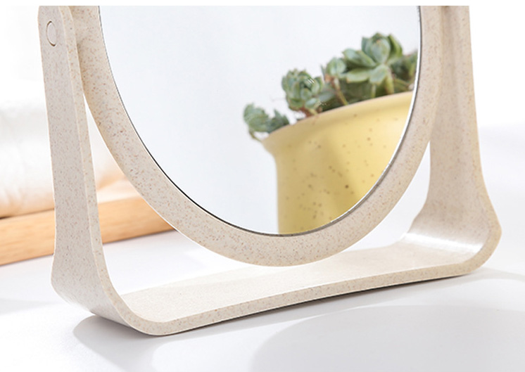 Gương Trang Điểm Lúa Mạch 2 Mặt Hình Oval Size 18x15cm Xoay 360 Độ