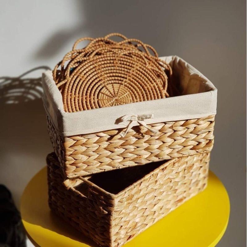Giỏ lục bình vintage , Đựng đồ đa năng & Trang trí nhà cửa, đựng quần áo và đựng đồ chơi cho bé