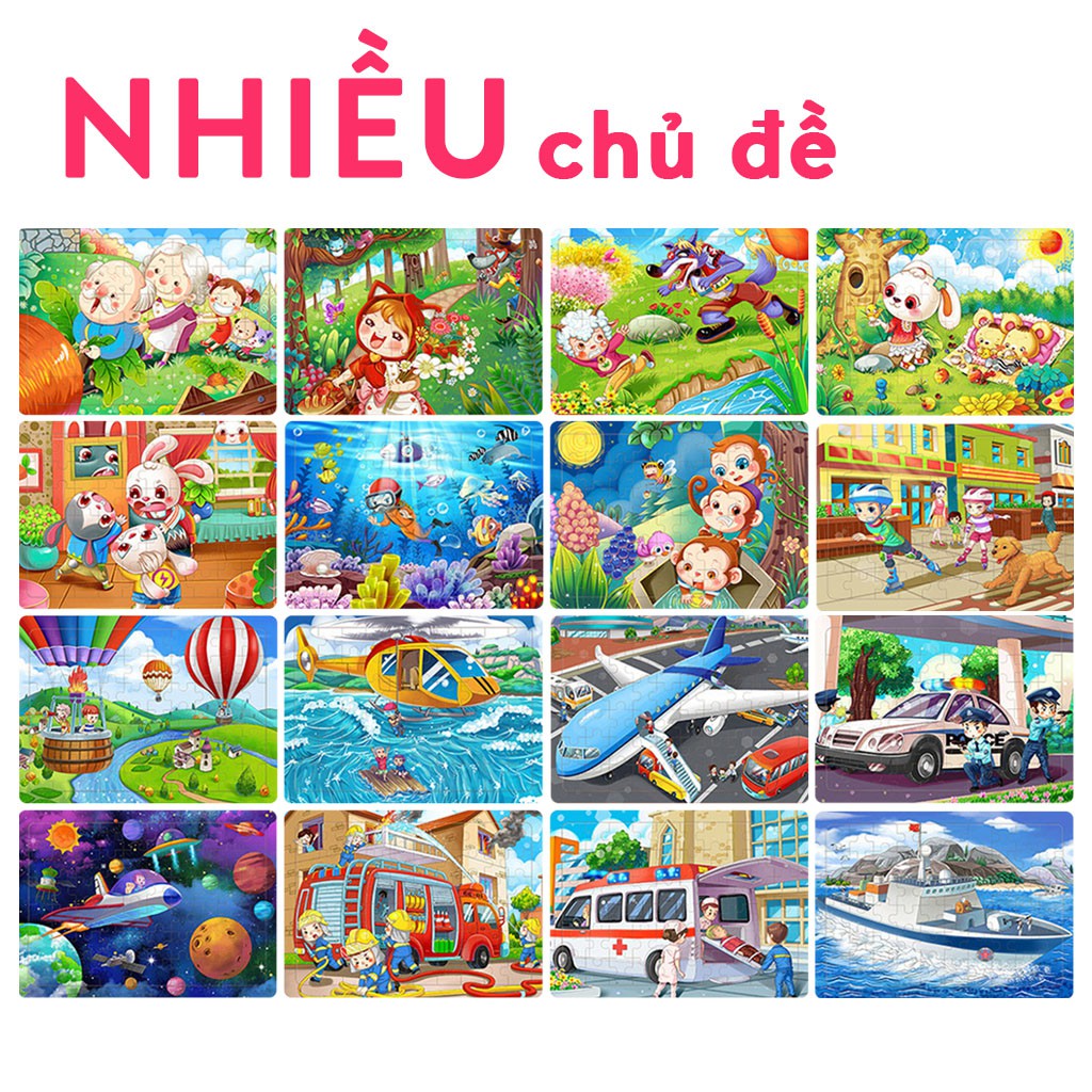 Tranh ghép hình 60 mảnh - Combo 3 tranh gỗ ghép hình cho bé