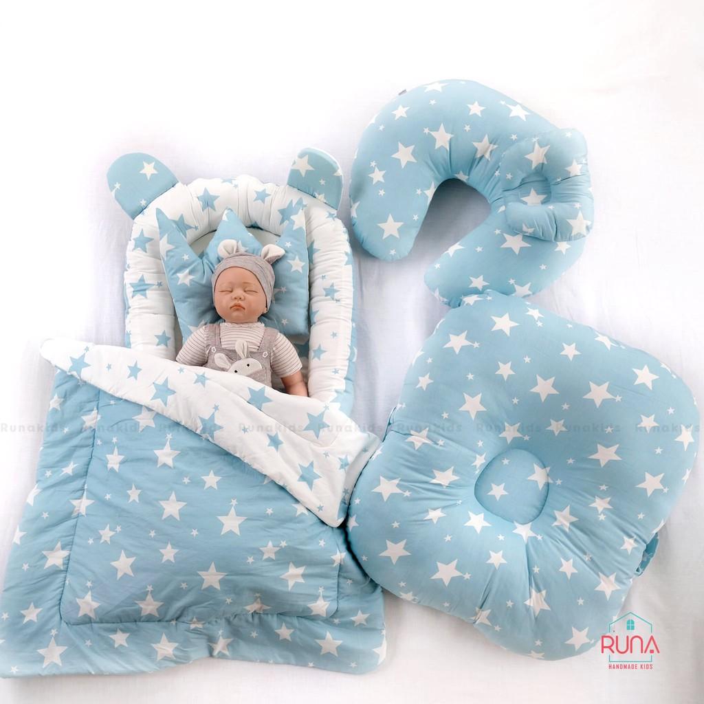 Combo nôi, chống trào ngược &amp; phụ kiện khác cho trẻ sơ sinh RUNA KIDS chất liệu Cotton cao cấp mềm mịn, an toàn cho bé