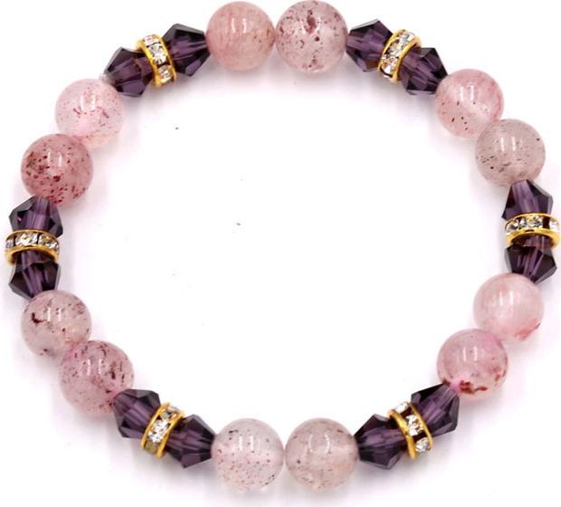 Vòng đeo tay chuỗi hạt đá thạch anh dâu tây 8 ly FTTHI24