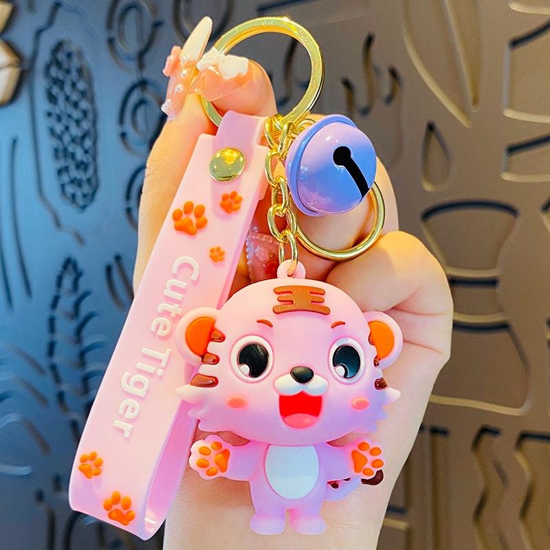 Móc Khóa Hình Hổ Hoạt Hình Dễ Thương Dùng Trang Trí Balo/ Túi Đi Học