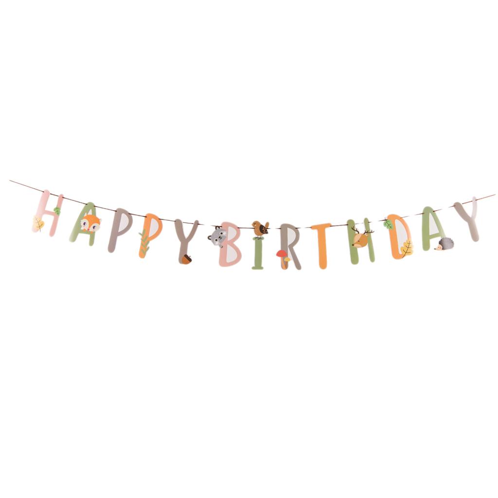 Cute Animal HAPPY BIRTHDAY Bunting Banner Kid Baby Birthday Party Decoration