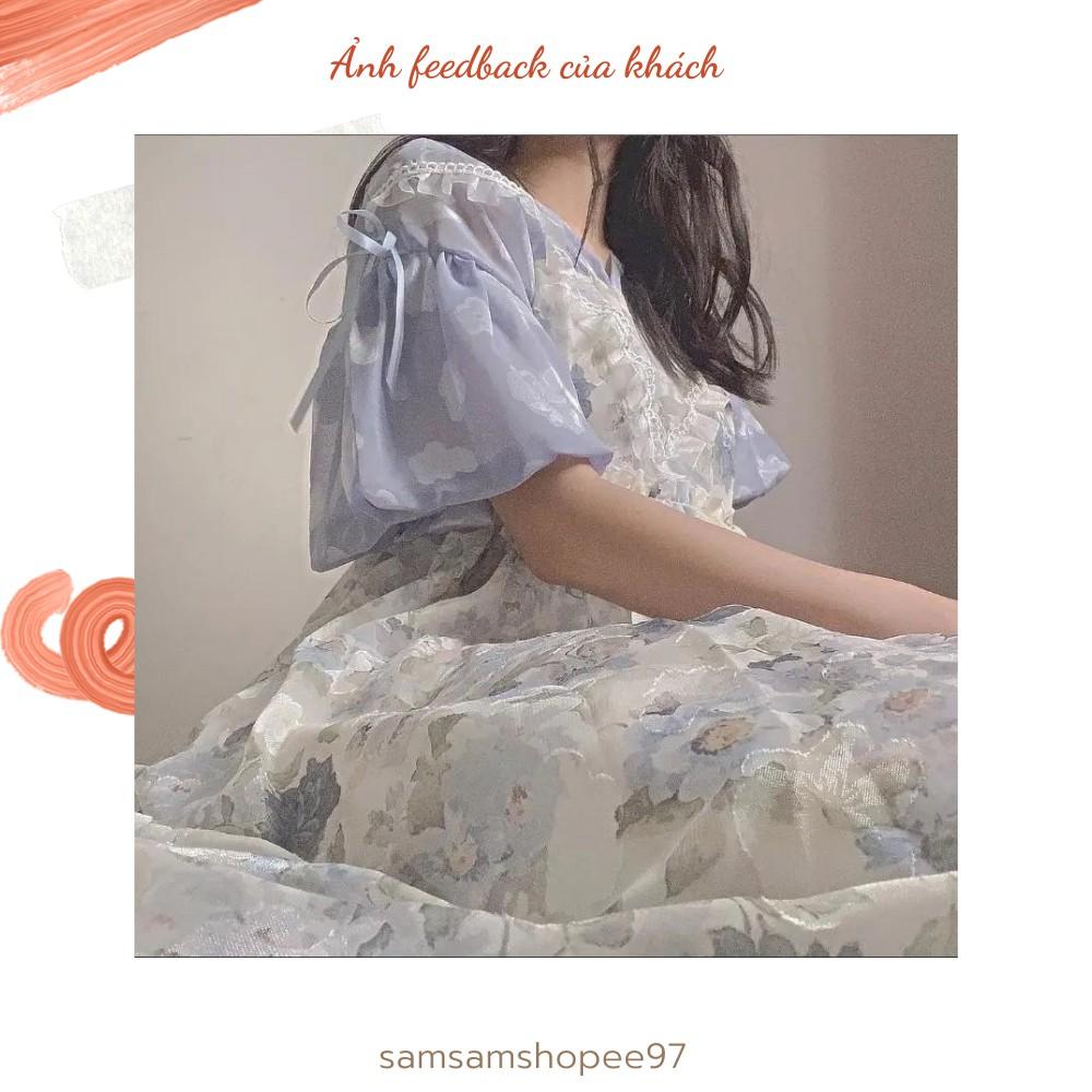 Đầm hoa cổ V dễ thương