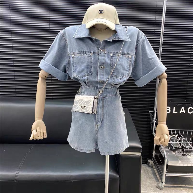 Jumsuit jeans nữ quần short cao cấp HQJeans mẫu mới nhất HQ77