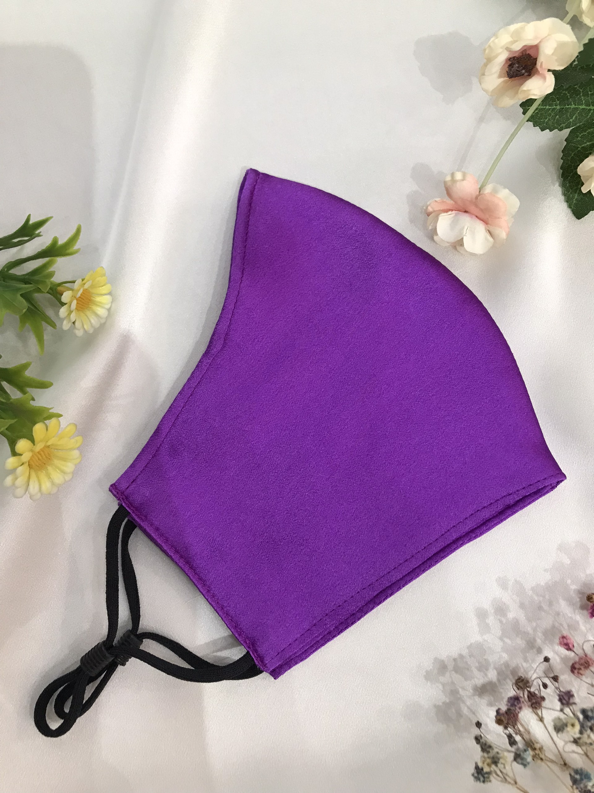 Mulberry silk facemask- Khẩu trang lụa tơ tằm tự nhiên 3 lớp unisex, gồm 2 lớp vải lụa tơ tằm + 01 lớp bông tơ tằm