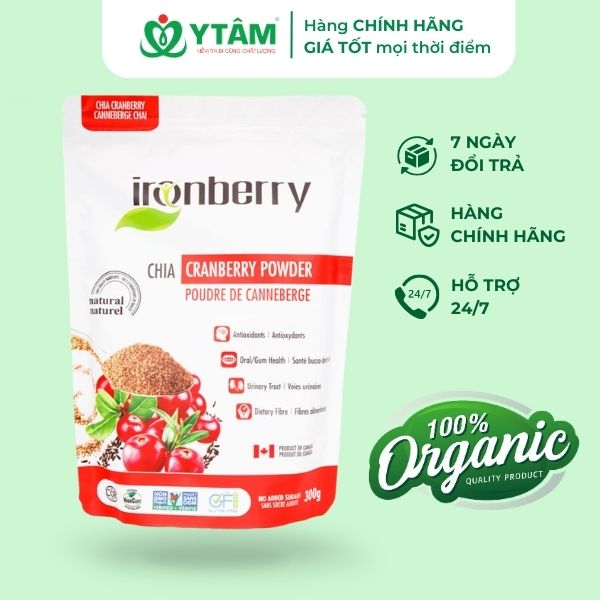 Bột nam việt quất &amp; hạt chia nguyên chất IRONBERRY thực phẩm dinh dưỡng Không GMO, Không Gluten, Thuần chay, Ăn kiêng K