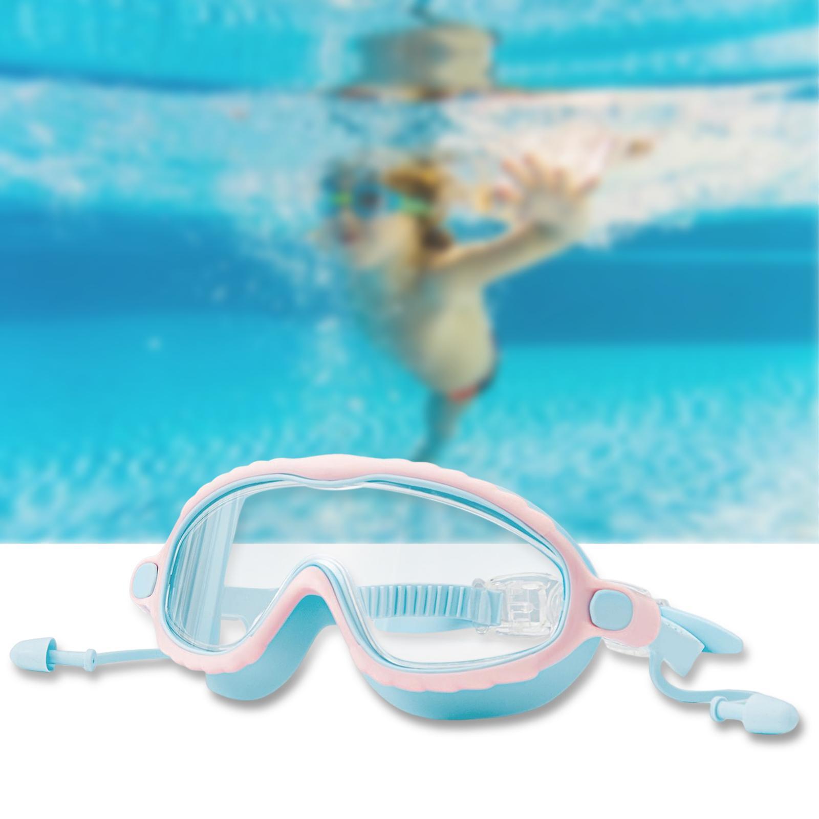 Kids Swim Goggles with Earplug Swimming Glasses for Children Adjustable Blue