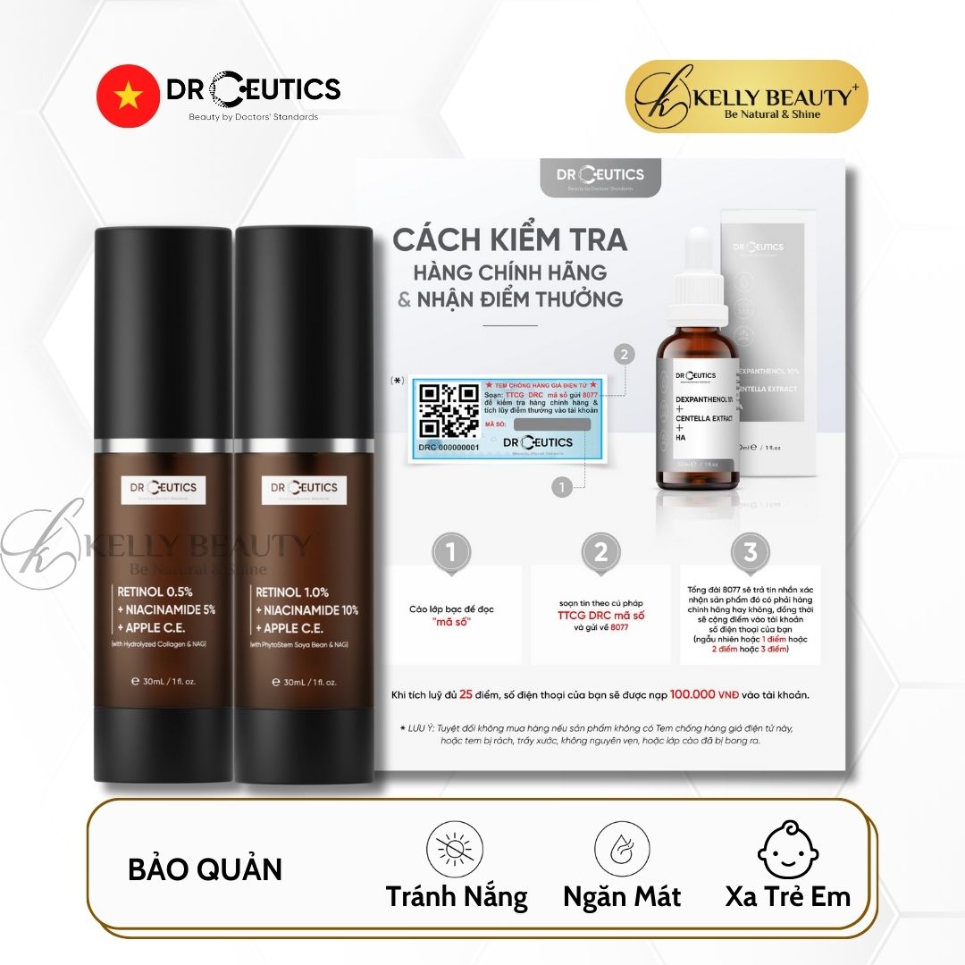 Kem Chống Lão Hóa DrCeutics Retinol + Niacinamide + Tế Bào Gốc Từ Táo - Mờ Nếp Nhăn; Sáng Da, Mờ Thâm Nám - Kelly Beauty
