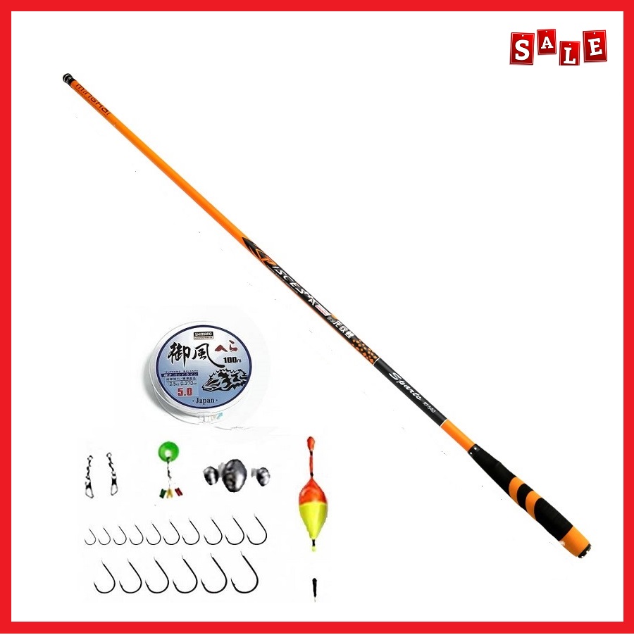 Cần câu cá dài 3m6 carbon siêu cứng - Cần tay - Tặng kèm nhiều phụ kiện DCC09