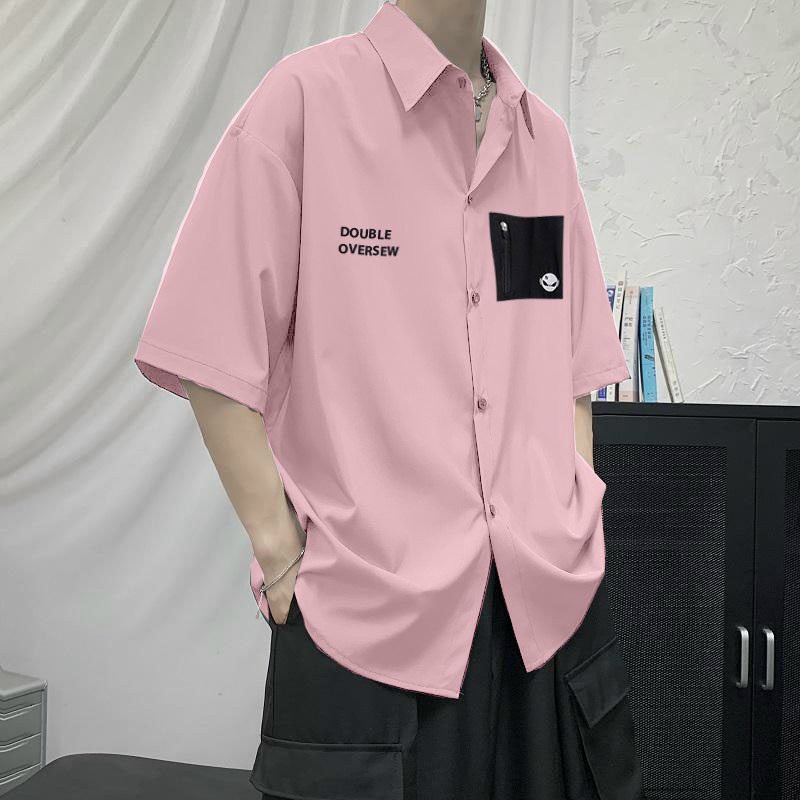 Áo Sơ Mi Tay Ngắn  Form Rộng Unisex Có Túi Áo Dễ Phối Đồ Chất Dày Dặn