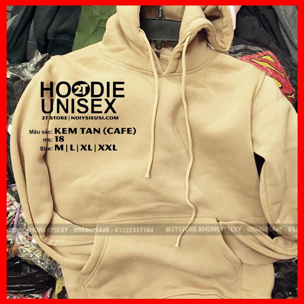 Áo hoodie unisex 2T Store H18 màu kem tan cafe