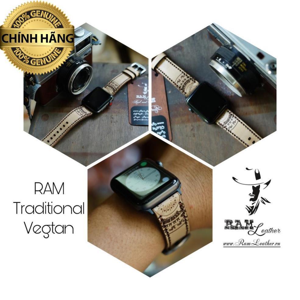 DÂY ĐỒNG HỒ DA BÒ VEGTAN THẢO MỘC HỌA TIẾT TRỐNG ĐỒNG ĐÔNG SƠN - RAM TRADITIONAL .