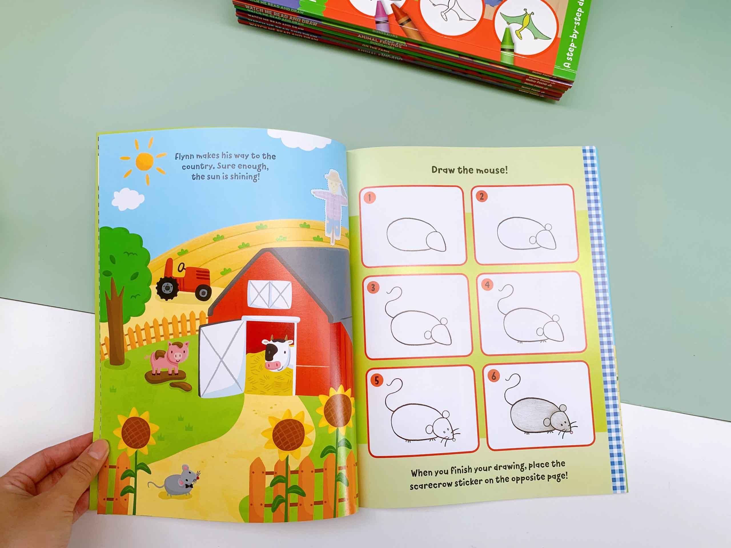 Watch Me Read and Draw: On the Farm : A step-by-step drawing &amp; story book - Includes flip-out drawing pad and more than 30 stickers