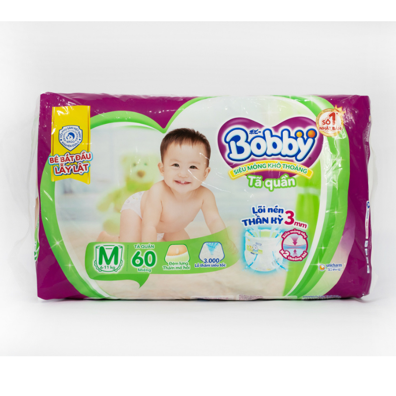 Tã quần Bobby size M 60 miếng (cho bé 6 - 11kg)