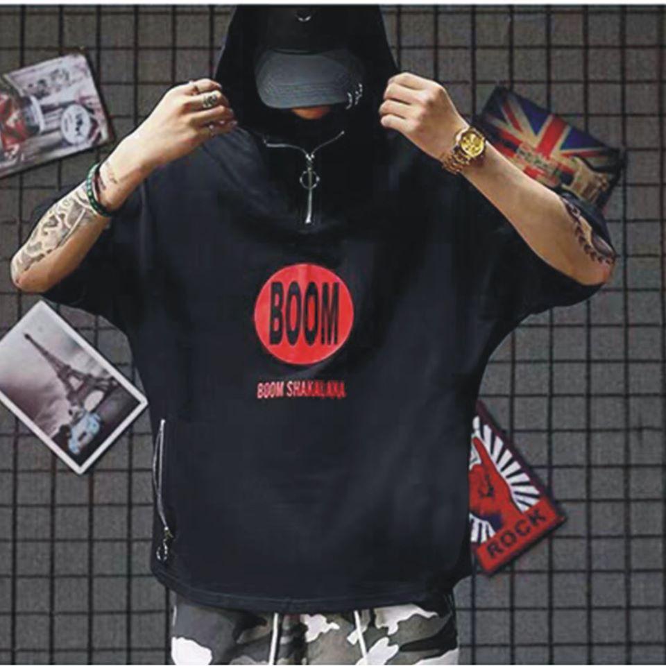Áo thun ngắn tay có mũ cotton thoáng mát