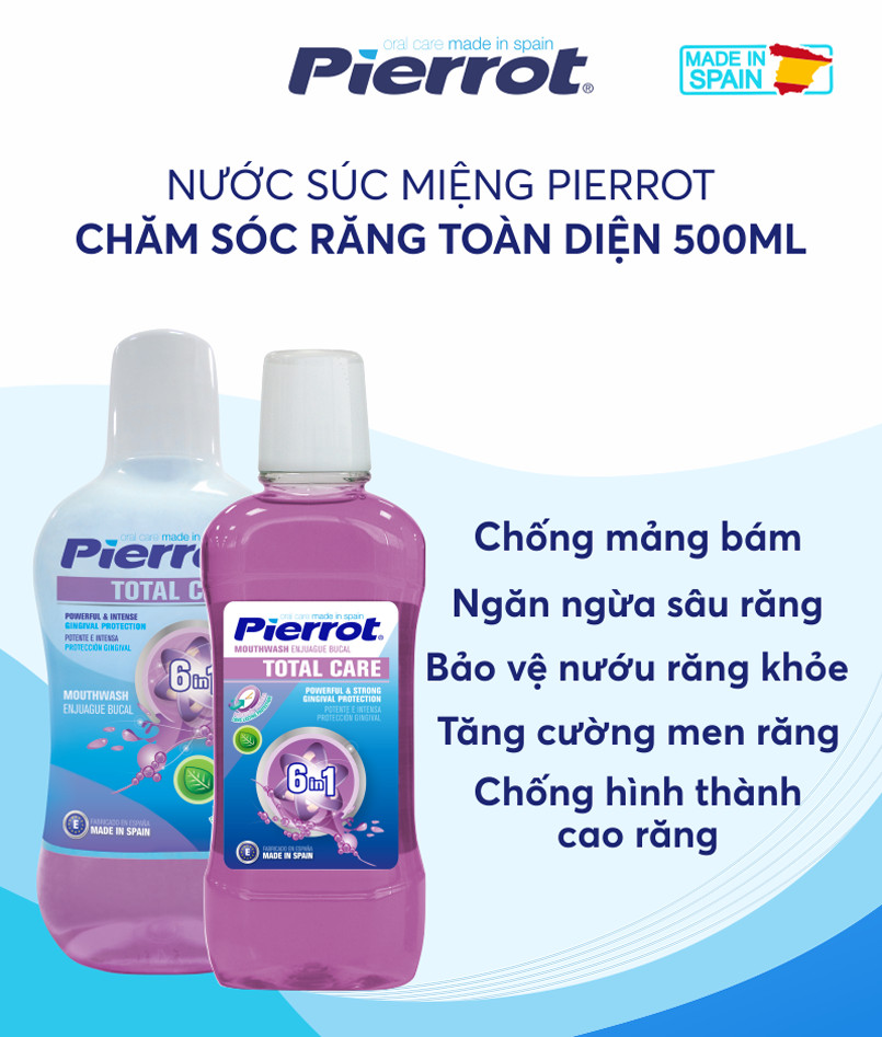 [Mua 2 tặng 1] Nước súc miệng chăm sóc răng toàn diện Pierrot 500ml