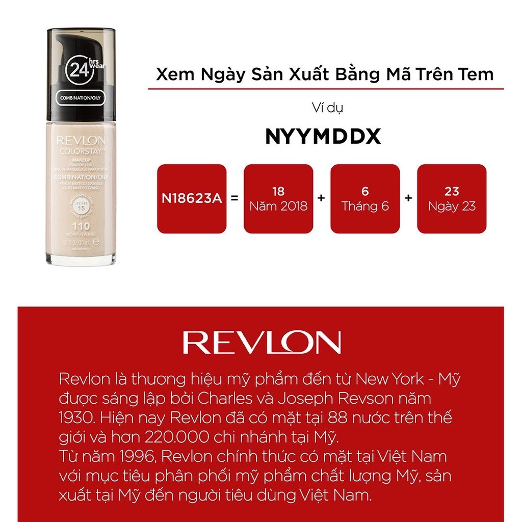 Kem nền lâu phai Revlon Colorstay 24h SPF 15 30ml