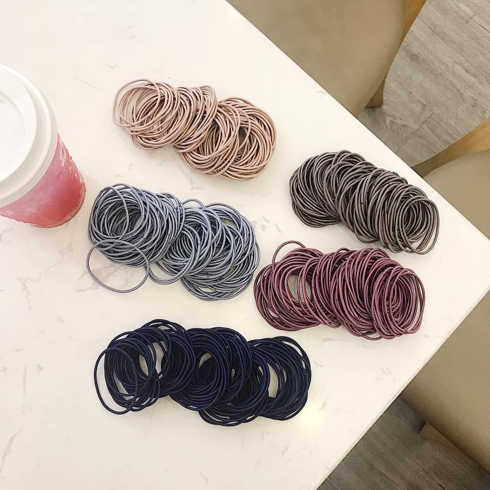 Set 100 chun cột tóc trơn nhiều màu cho bạn gái