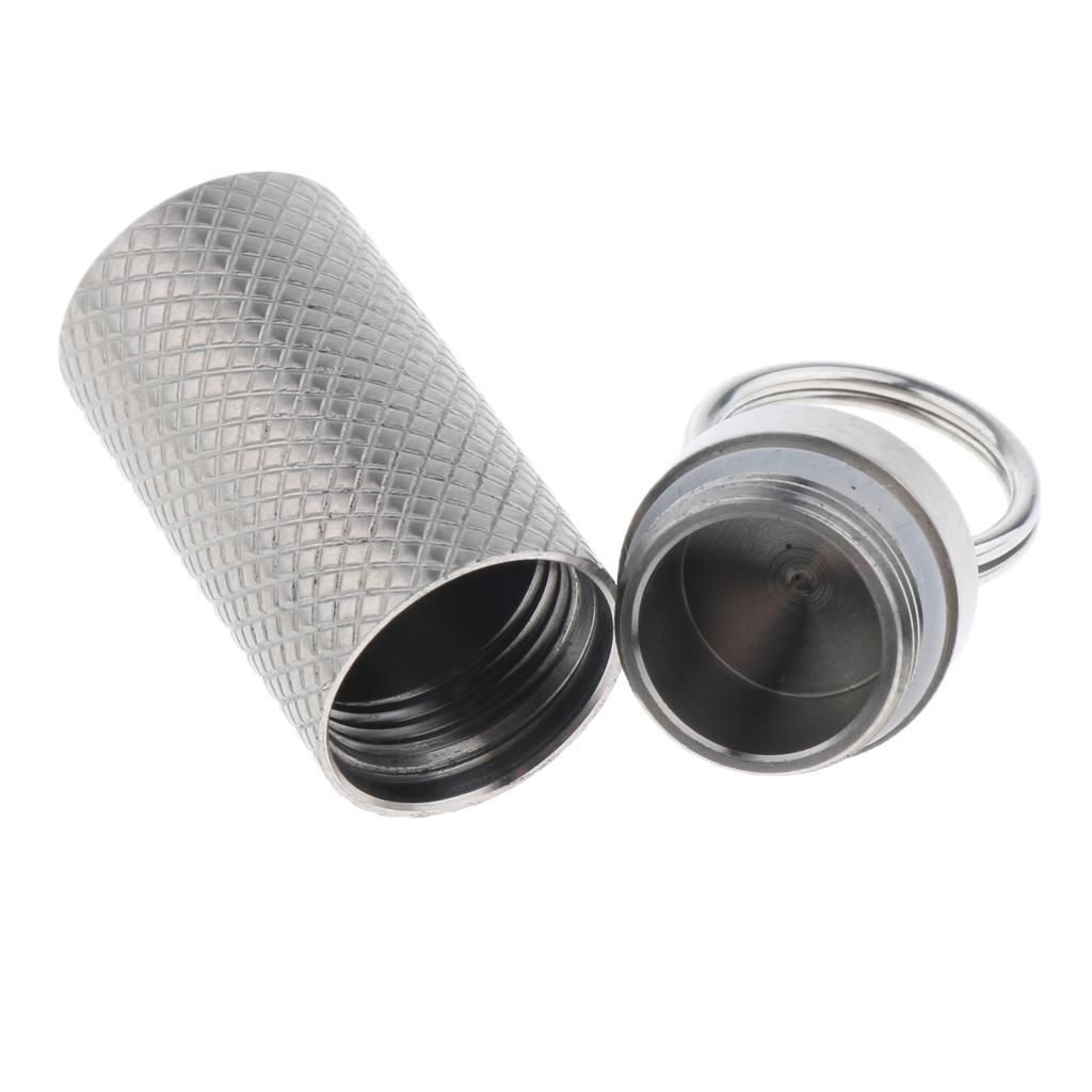 Portable Pill Case, Titanium Waterproof Pill Box Dispenser Keychain for Vitamins Tablets Capsules Storage Organizer Bottle
