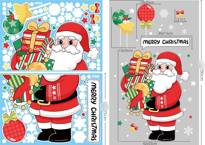 Decal Dán Kính Trang Trí Noel Hít Tĩnh Điện ( ko cần keo ) AMJ057