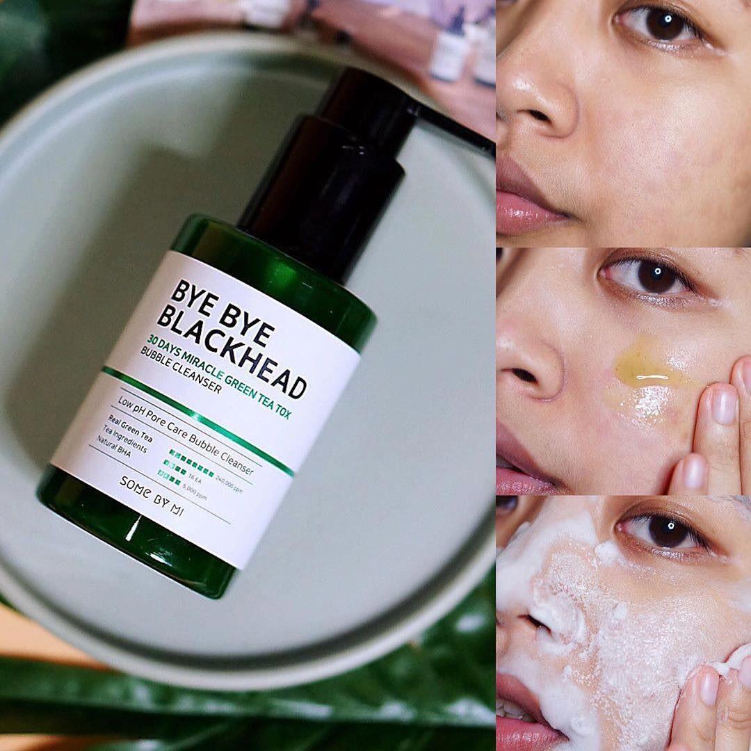 Sữa Rửa Mặt Sủi Bọt Loại Bỏ Mụn Đầu Đen Some By Mi Bye Bye Blackhead 30 Days Miracle Green Tea Tox Bubble Cleanser 120g