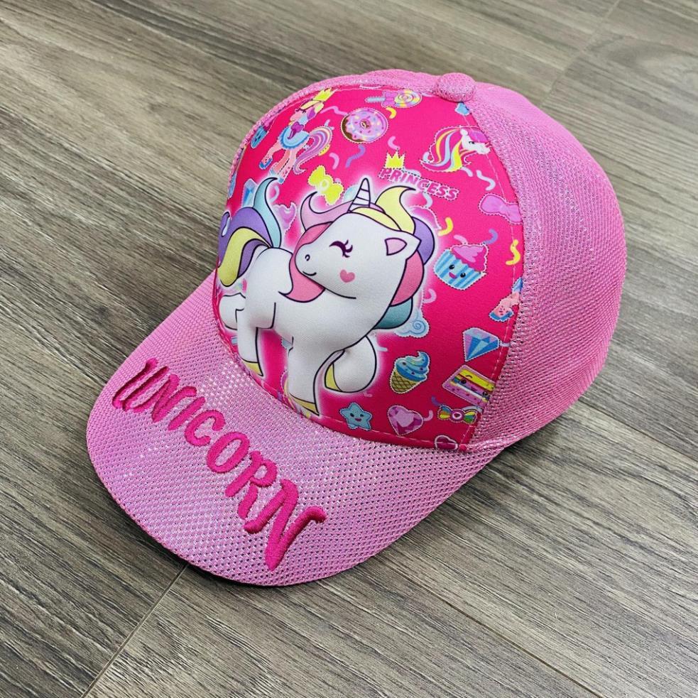 Mũ cho bé gái, nón trẻ em kim tuyến hình ngựa pony, ngựa unicorn in hình sắc nét - Hàng mới về