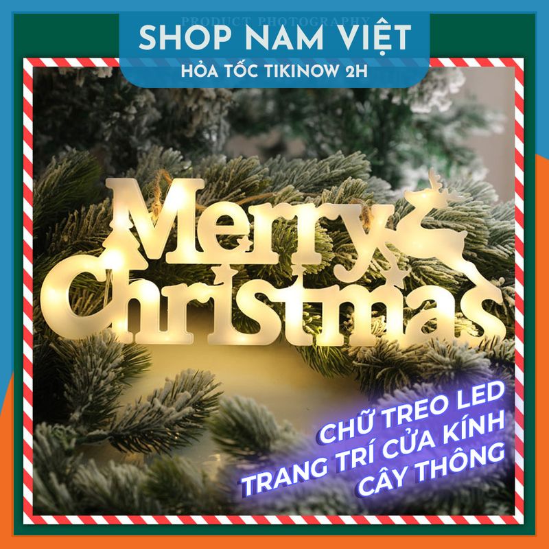 Đèn LED Chữ Merry Christmas Treo Cây Thông, Trang Trí Giáng Sinh, Noel - Chính Hãng NAVIVU