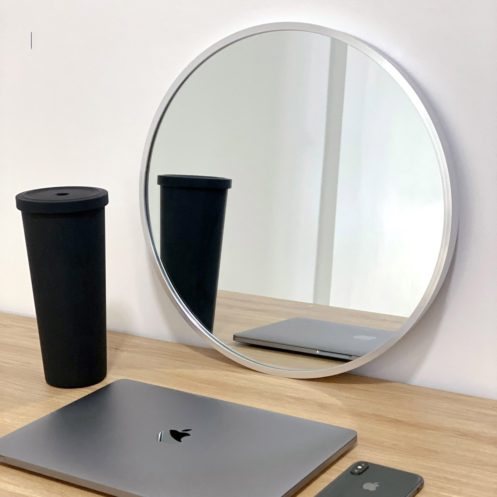 Gương Tròn Viền Trắng Treo Tường DLQ MIRROR Chất Liệu Nhôm Sơn Tĩnh Điện Cao Cấp