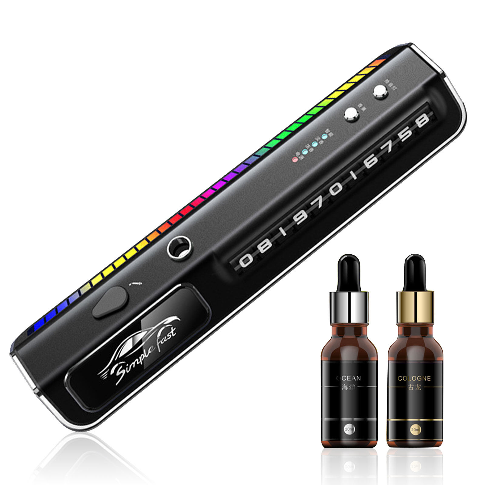 Nước hoa Ô Tô, Cảm Biến Nhạc Số Đỗ Xe RGB FAST CAR 3in1 cao cấp