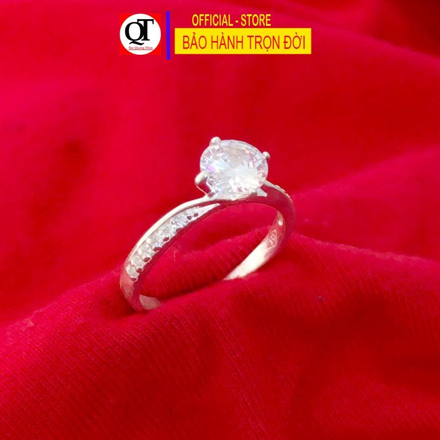 Nhẫn nữ Bạc Quang Thản gắn đá cobic trắng có thể chỉnh size theo yêu cầu - QTNU22