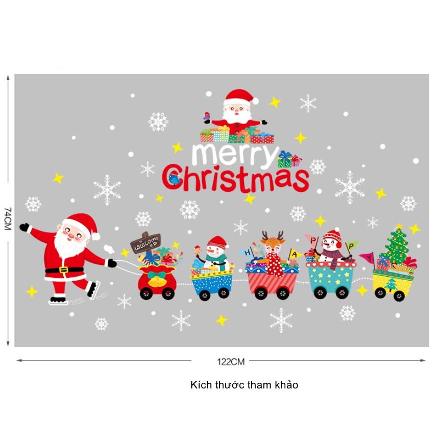 Decal trang trí Noel Hít Tĩnh Điện 2 mặt - ĐOÀN TÀU MERRY CHRISTMAS