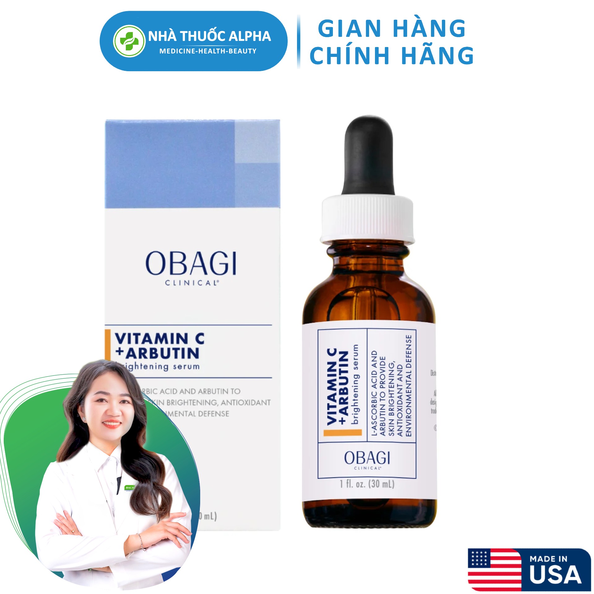 Tinh chất dưỡng trắng da OBAGI CLINICAL Vitamin C+ Arbutin Brightening Serum 30ml