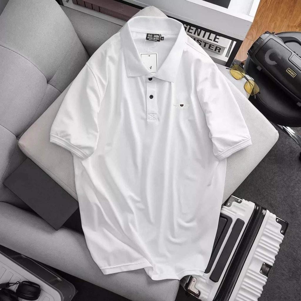 Áo thun polo bigsize tới 140kg chất liệu siêu mát màu trắng