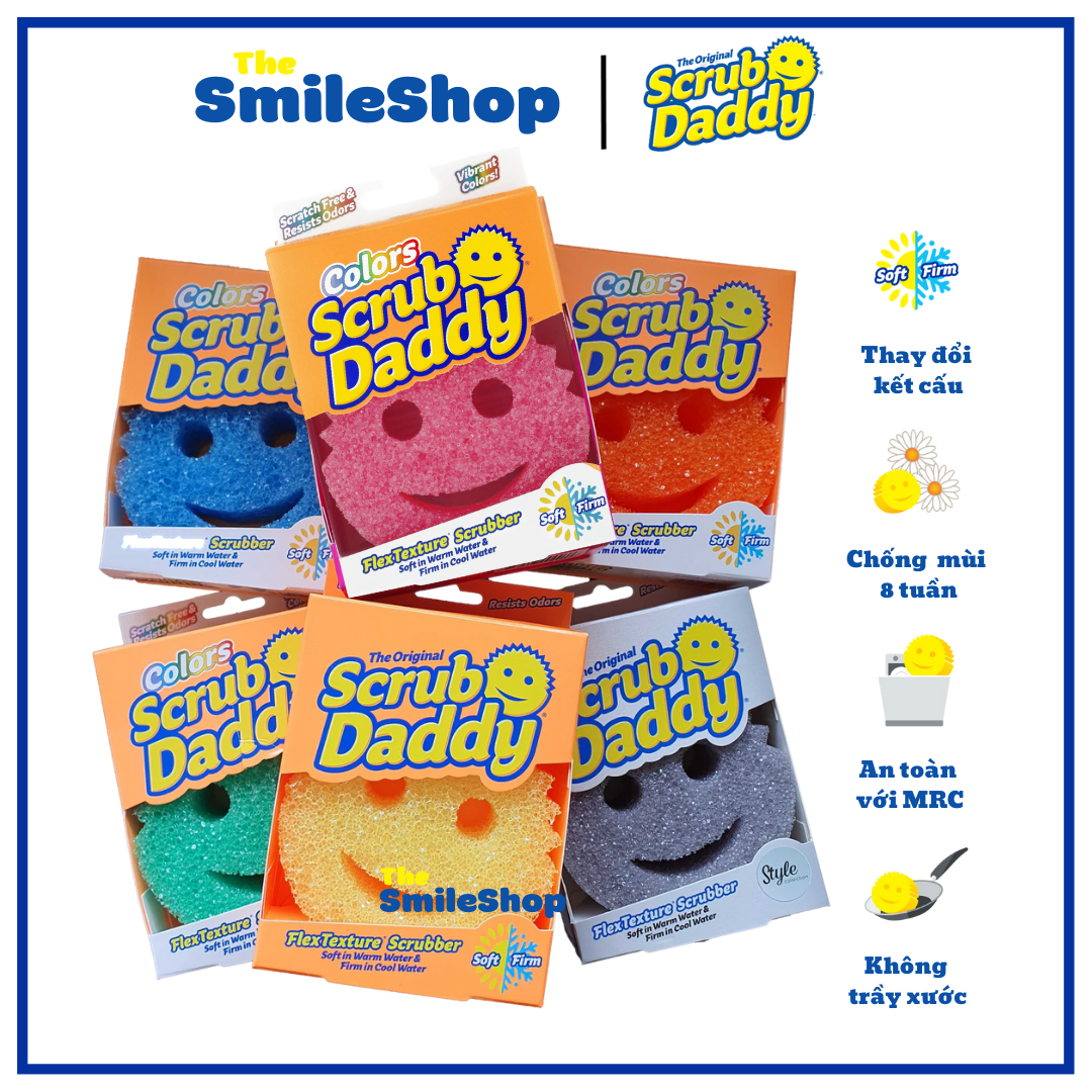 Miếng rửa chén Scrub Daddy Colors nhiều màu, tiện lợi