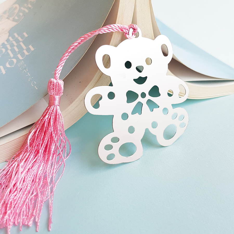 Bookmark Kim Loại Gấu Dây Hồng