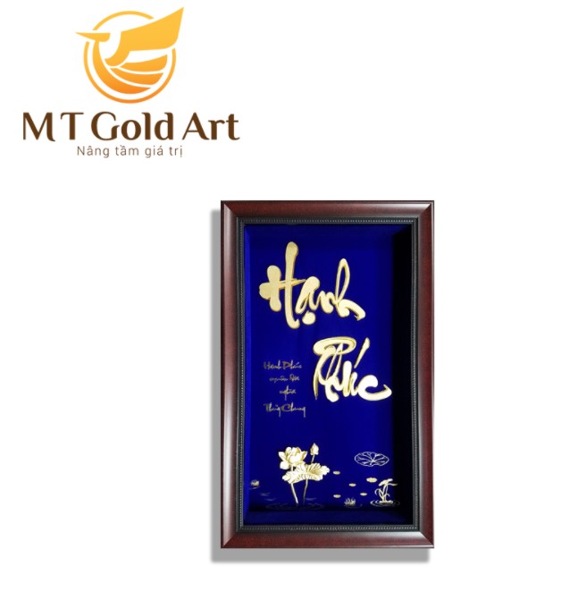 Tranh chữ Hạnh Phúc dát vàng 24k MT Gold Art- Hàng chính hãng, trang trí nhà cửa, phòng làm việc, quà tặng sếp, đối tác, khách hàng, tân gia, khai trương