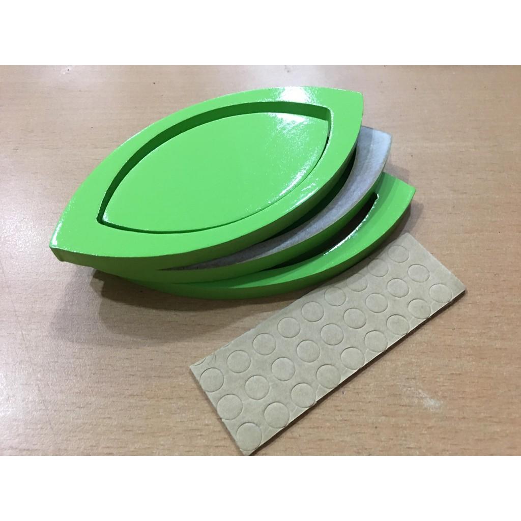 Bộ 6 lá kép trang trí dán tường 3D gỗ
