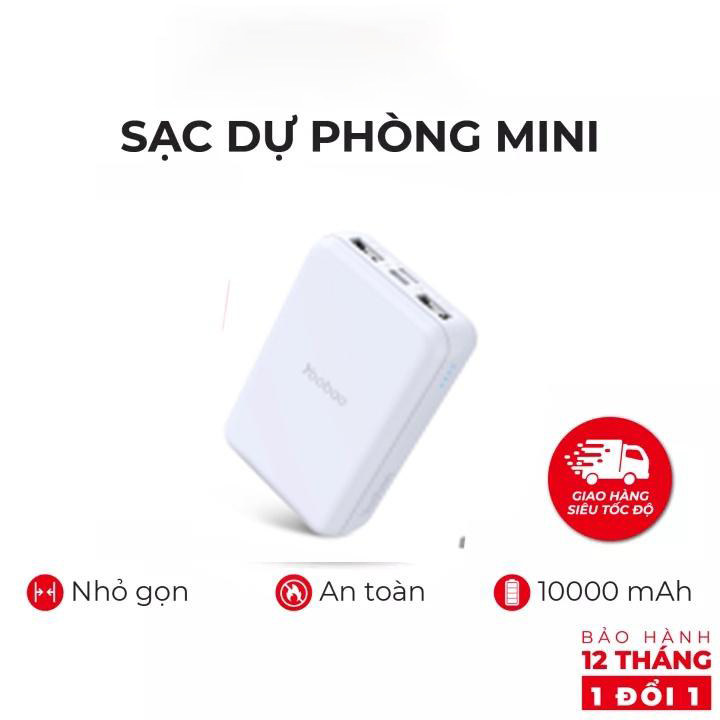 Sạc dự phòng mini 10000mAh YOOBAO P10W Sạc nhanh nhiều thiết bị- Nhỏ gọn, tiện lợ- Hàng nhập khẩu