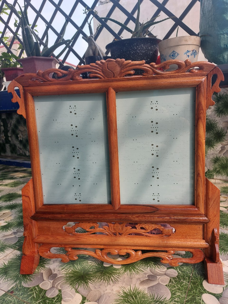 Khung ảnh thờ đôi,khung hình thờ thằng gỗ hương cao cấp 25 x 35 cm