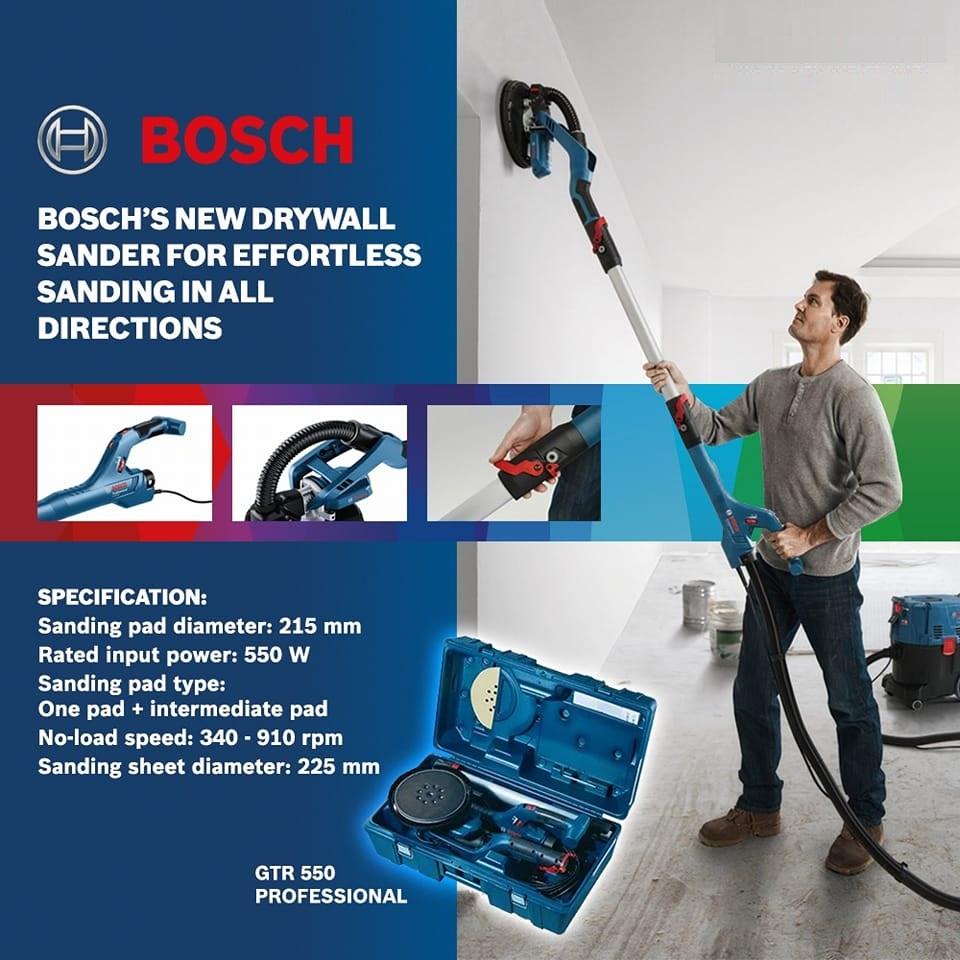 MÁY CHÀ NHÁM TƯỜNG TAY DÀI 550W BOSCH GTR 550 - HÀNG CHÍNH HÃNG