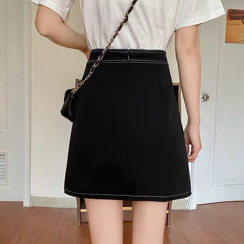 Chân váy chữ A chữ nổi viền trơn lưng cao có quần lót trong (có ảnh chụp tại Shop
