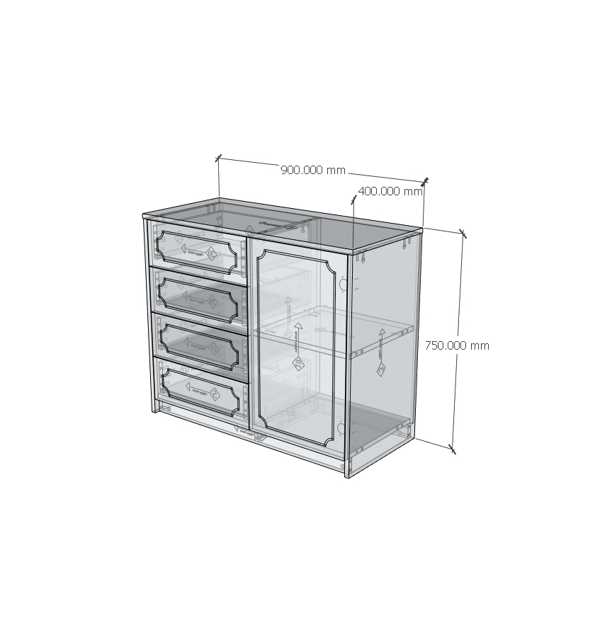 [Happy Home Furniture] NERIS, Tủ lưu trữ 4 ngăn kéo , 90cm x 40cm x 75cm ( DxRxC), THK_134