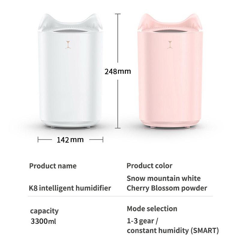 3.3L Máy Tạo Độ Ẩm Không Khí Đôi Vòi Phun Tinh Dầu Thơm Hương Thơm Khuếch Tán Tinh Dầu Siêu Âm Khuếch Tán Hương Thơm Phun Sương Tạo Bàn Nhà