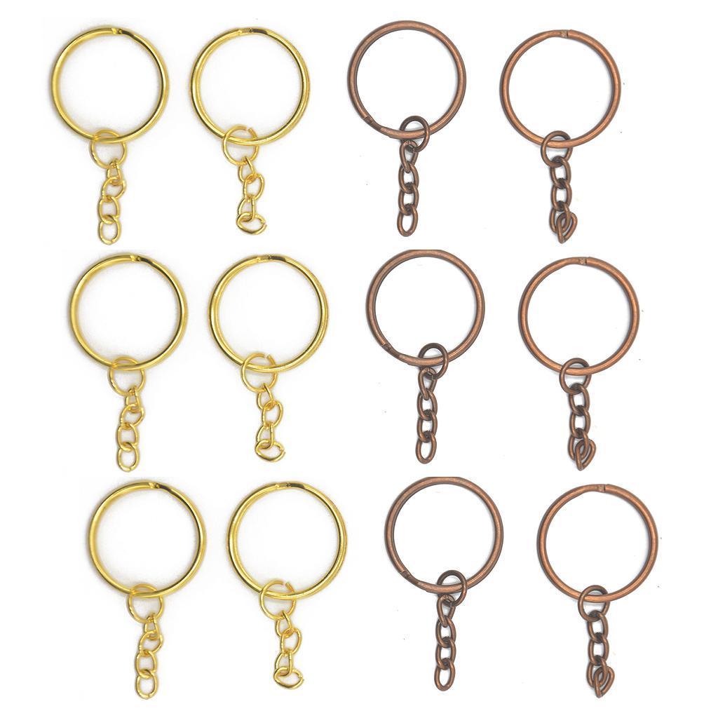 12Pcs Key Rings with Chains DIY Keychain Key Holder 2 Colors